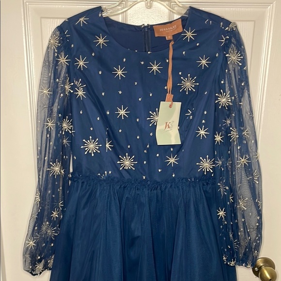 JessaKae Blue Bishop Sleeve Midi Dress - Picture 2 of 8